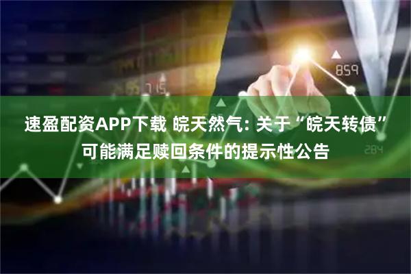 速盈配资APP下载 皖天然气: 关于“皖天转债”可能满足赎回条件的提示性公告