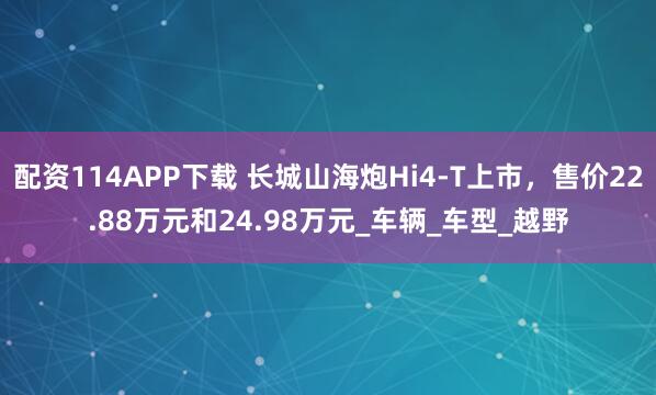 配资114APP下载 长城山海炮Hi4-T上市，售价22.88万元和24.98万元_车辆_车型_越野