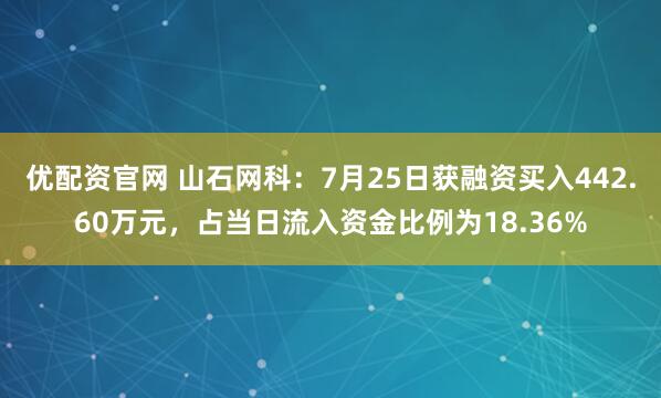 优配资官网 山石网科：7月25日获融资买入442.60万元，占当日流入资金比例为18.36%